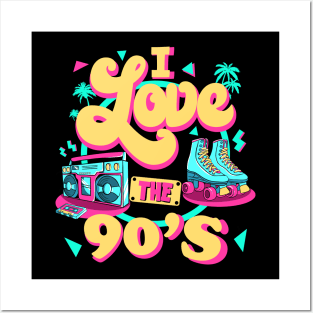 I Love The 90s Vibes Retro Party 1990's I Heart The Nineties Posters and Art